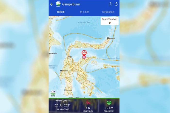 <p>Foto: Update BMKG Gempa di Tojo Una-una, Sulteng.</p>
